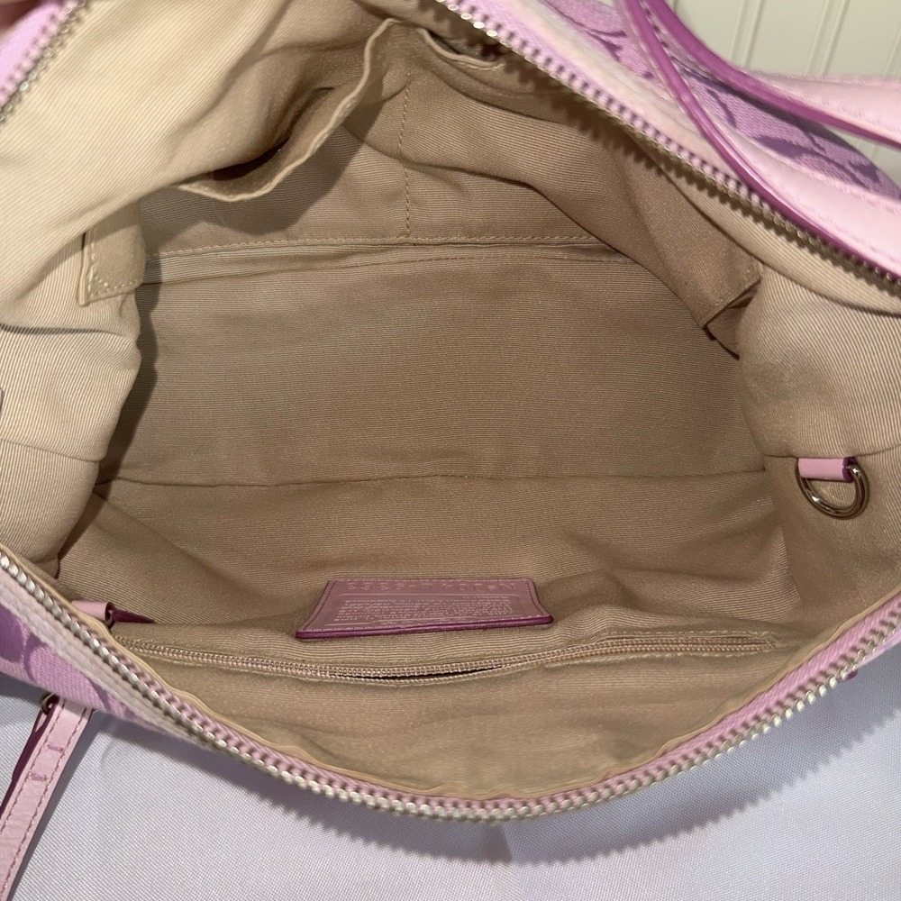 Vintage COACH Signature East West Hobo Shoulder Bag Purse Pink Canvas Y2K - Picture 15 of 16